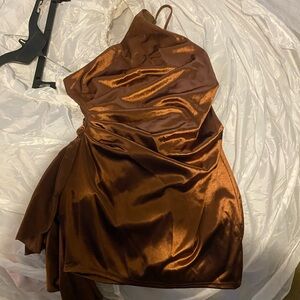 Elegant Copper Satin Dress
